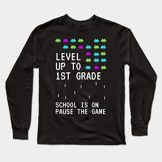 Level up to 1st Grade back to School kids Clothing Long Sleeve T-Shirt by Syressence